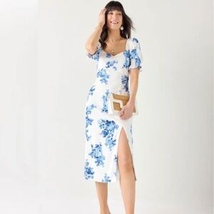 Francesca's cocktail midi square neck floral dress